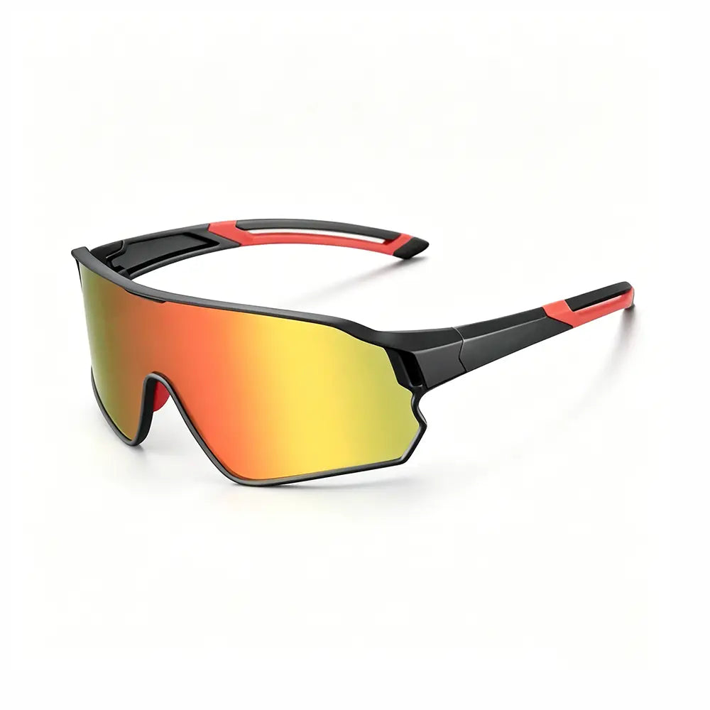 Sunglasses with red and orange gradient lens